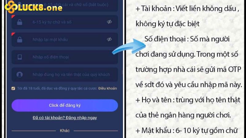 Cược thủ cần chú ý nhiều thông tin quan trọng khi đăng ký Luck8